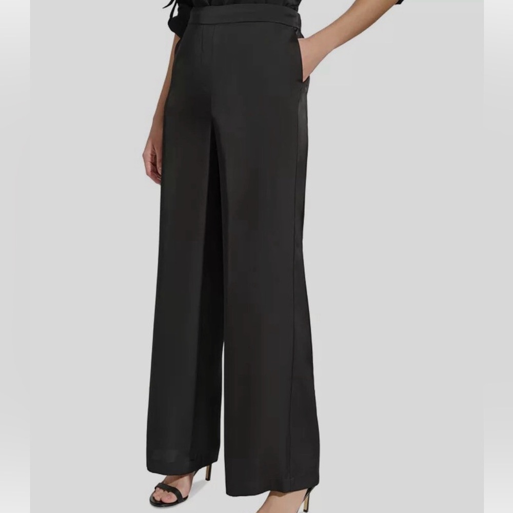 Satin high waist Wide Leg pull on Pants